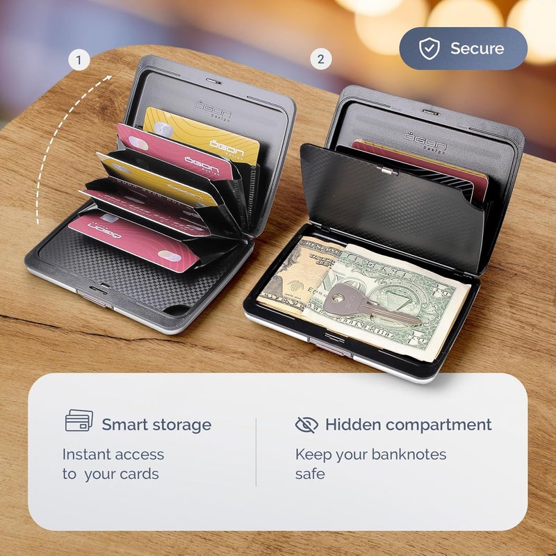 ÖGON -DESIGNS- Aluminum wallet, Large capacity with metal lock, RFID Protection against fraud and demagnetization, Smart Case OSLO Large model - Image 3